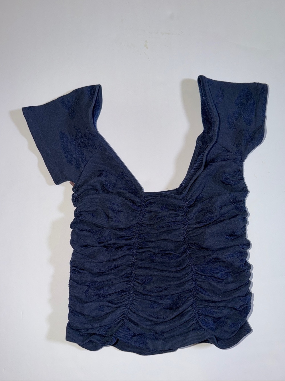 Free People Ruched Navy Blue Women's Top